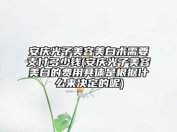 安慶光子美容美白術需要支付多少錢(安慶光子美容美白的費用具體是根據(jù)什么來決定的呢)
