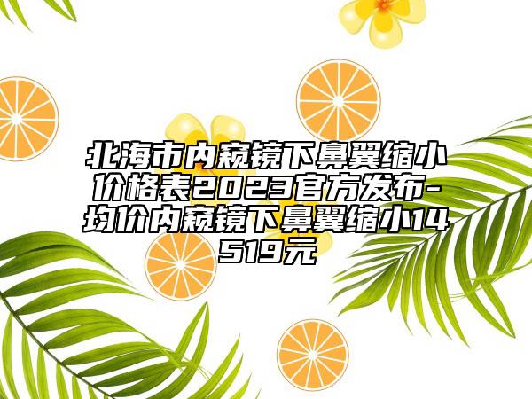 北海市內(nèi)窺鏡下鼻翼縮小價格表2023官方發(fā)布-均價內(nèi)窺鏡下鼻翼縮小14519元