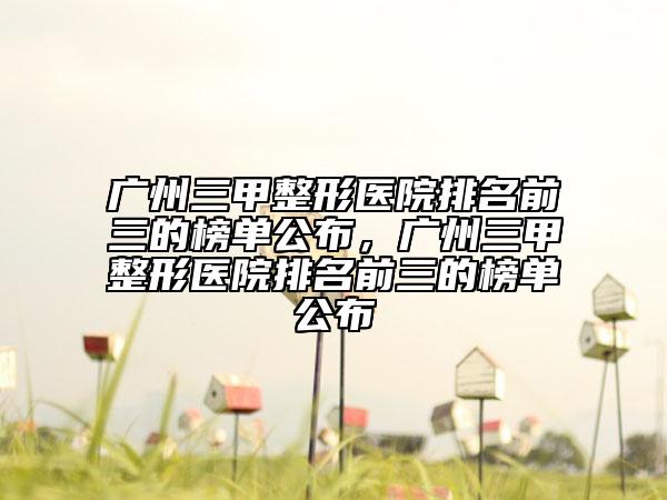 廣州三甲整形醫(yī)院排名前三的榜單公布，廣州三甲整形醫(yī)院排名前三的榜單公布