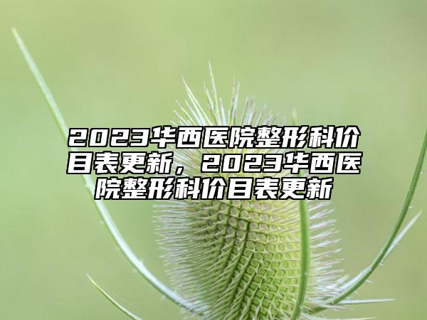 2023華西醫(yī)院整形科價(jià)目表更新，2023華西醫(yī)院整形科價(jià)目表更新