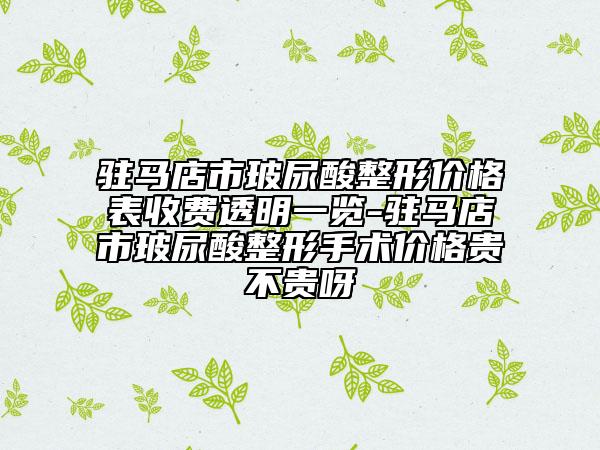 駐馬店市玻尿酸整形價格表收費透明一覽-駐馬店市玻尿酸整形手術價格貴不貴呀