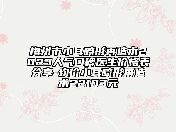 梅州市小耳畸形再造術(shù)2023人氣口碑醫(yī)生價格表分享-均價小耳畸形再造術(shù)22103元