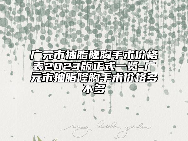 廣元市抽脂隆胸手術價格表2023版正式一覽-廣元市抽脂隆胸手術價格多不多
