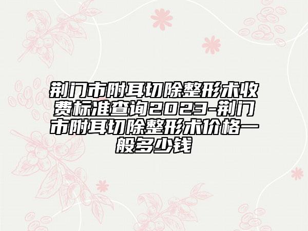 荊門市附耳切除整形術(shù)收費(fèi)標(biāo)準(zhǔn)查詢2023-荊門市附耳切除整形術(shù)價格一般多少錢