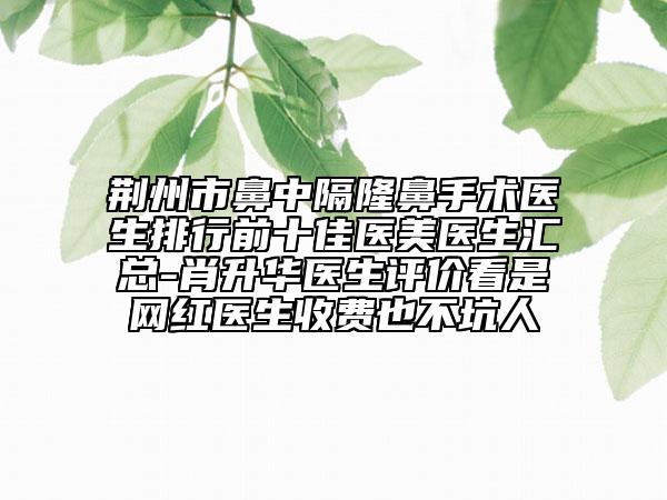 荊州市鼻中隔隆鼻手術(shù)醫(yī)生排行前十佳醫(yī)美醫(yī)生匯總-肖升華醫(yī)生評價看是網(wǎng)紅醫(yī)生收費也不坑人