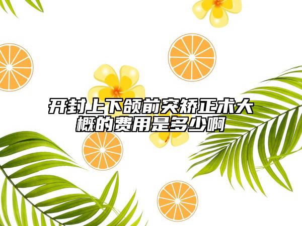開封上下頜前突矯正術(shù)大概的費用是多少啊