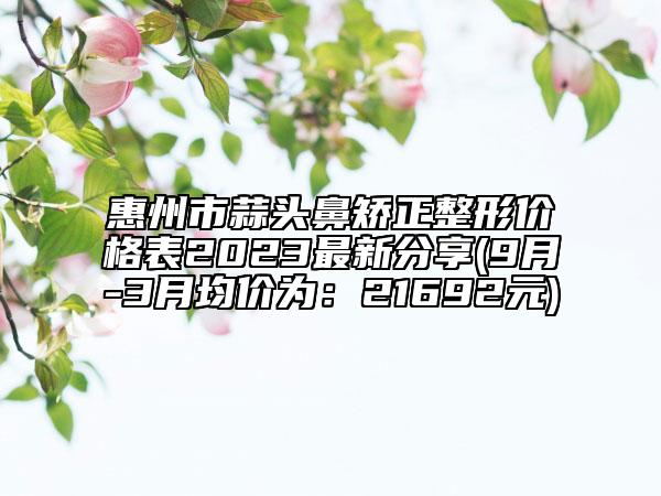 惠州市蒜頭鼻矯正整形價格表2023最新分享(9月-3月均價為：21692元)
