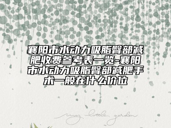 襄陽市水動力吸脂臀部減肥收費參考表一覽-襄陽市水動力吸脂臀部減肥手術一般在什么價位
