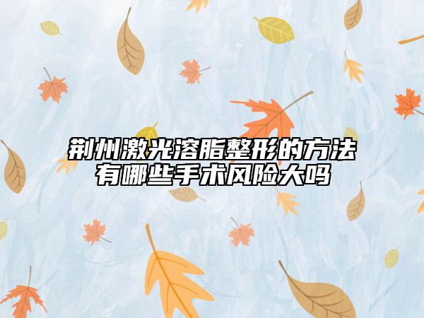 荊州激光溶脂整形的方法有哪些手術(shù)風(fēng)險大嗎