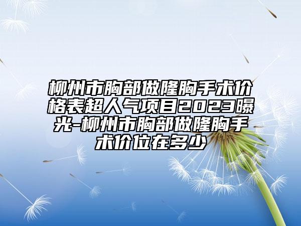 柳州市胸部做隆胸手術價格表超人氣項目2023曝光-柳州市胸部做隆胸手術價位在多少