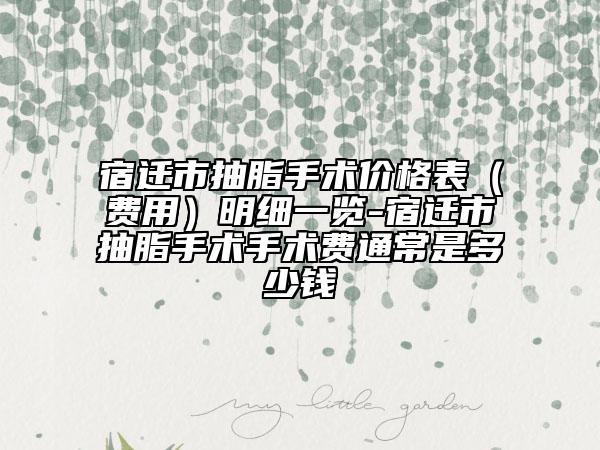 宿遷市抽脂手術(shù)價格表（費(fèi)用）明細(xì)一覽-宿遷市抽脂手術(shù)手術(shù)費(fèi)通常是多少錢