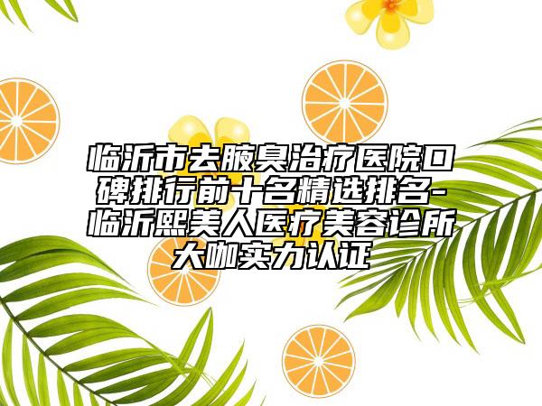 臨沂市去腋臭治療醫(yī)院口碑排行前十名精選排名-臨沂熙美人醫(yī)療美容診所大咖實(shí)力認(rèn)證