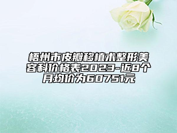 梧州市皮瓣移植術(shù)整形美容科價格表2023-近8個月均價為60751元