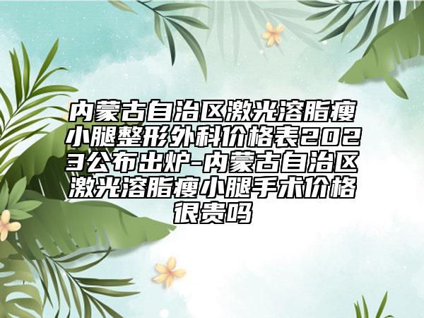 內蒙古自治區(qū)激光溶脂瘦小腿整形外科價格表2023公布出爐-內蒙古自治區(qū)激光溶脂瘦小腿手術價格很貴嗎
