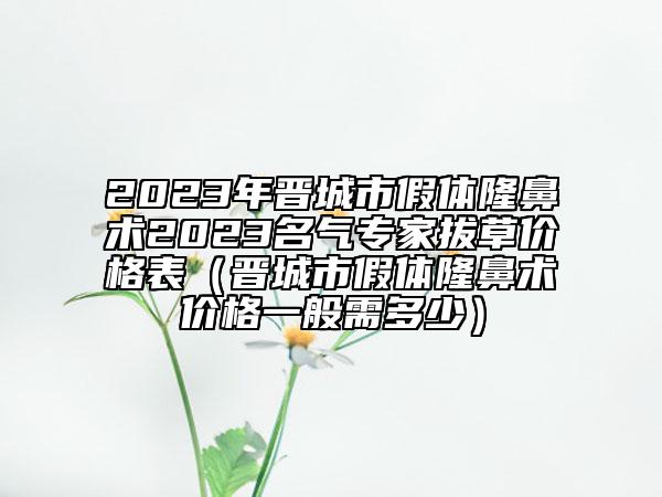2023年晉城市假體隆鼻術(shù)2023名氣專家拔草價格表（晉城市假體隆鼻術(shù)價格一般需多少）
