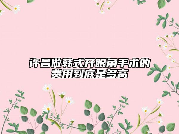 許昌做韓式開(kāi)眼角手術(shù)的費(fèi)用到底是多高