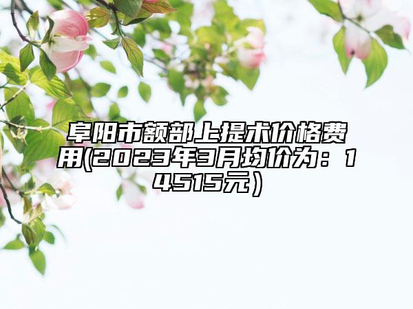 阜陽市額部上提術價格費用(2023年3月均價為：14515元）