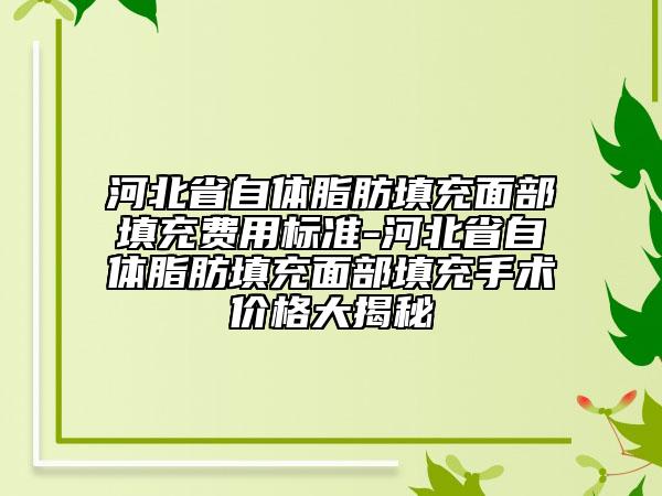 河北省自體脂肪填充面部填充費(fèi)用標(biāo)準(zhǔn)-河北省自體脂肪填充面部填充手術(shù)價(jià)格大揭秘