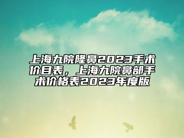 上海九院隆鼻2023手術(shù)價(jià)目表，上海九院鼻部手術(shù)價(jià)格表2023年度版