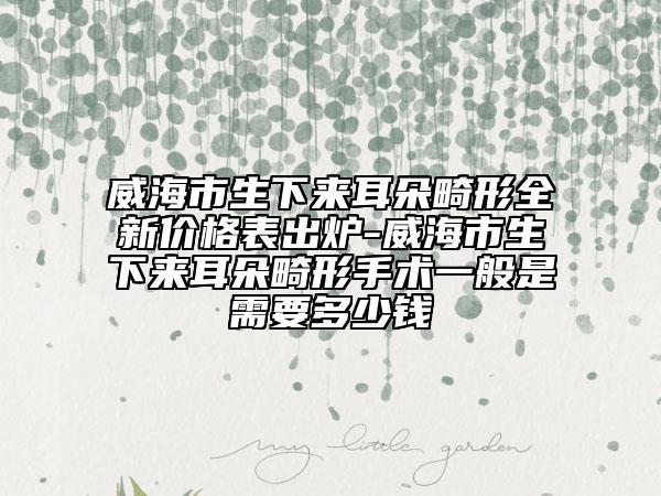 威海市生下來耳朵畸形全新價格表出爐-威海市生下來耳朵畸形手術一般是需要多少錢