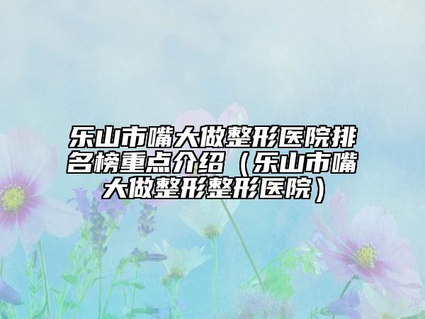 樂山市嘴大做整形醫(yī)院排名榜重點介紹（樂山市嘴大做整形整形醫(yī)院）