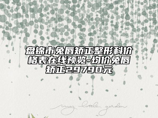 盤錦市兔唇矯正整形科價(jià)格表在線預(yù)覽-均價(jià)兔唇矯正29790元