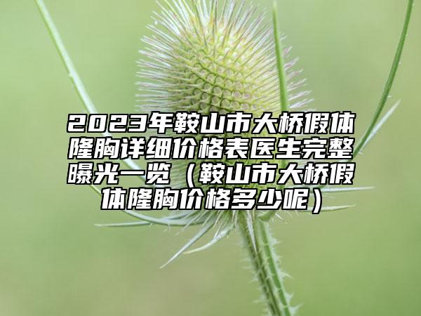 2023年鞍山市大橋假體隆胸詳細(xì)價(jià)格表醫(yī)生完整曝光一覽（鞍山市大橋假體隆胸價(jià)格多少呢）