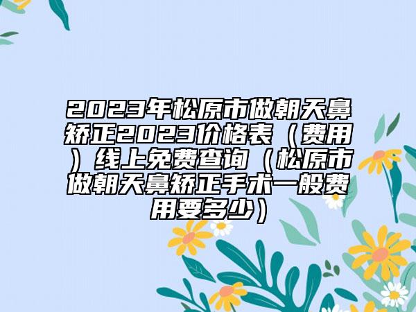 2023年松原市做朝天鼻矯正2023價(jià)格表（費(fèi)用）線上免費(fèi)查詢（松原市做朝天鼻矯正手術(shù)一般費(fèi)用要多少）