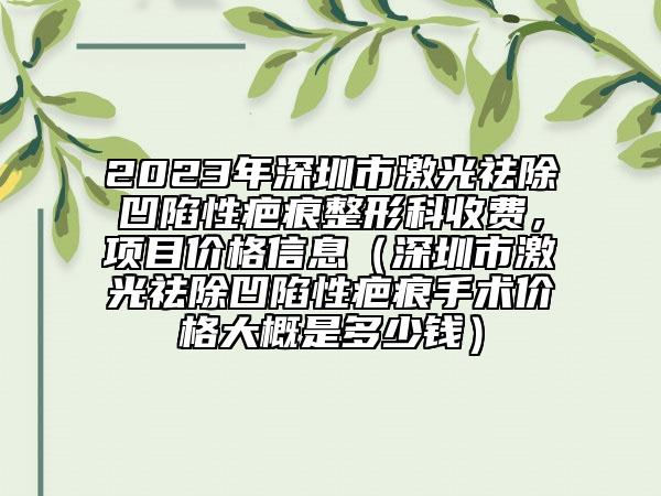 2023年深圳市激光祛除凹陷性疤痕整形科收費，項目價格信息（深圳市激光祛除凹陷性疤痕手術(shù)價格大概是多少錢）