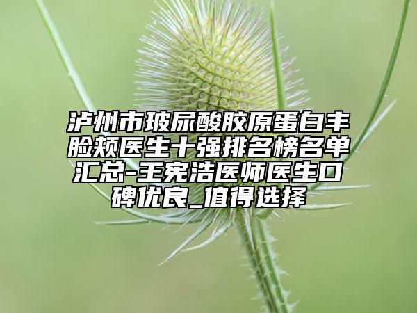 瀘州市玻尿酸膠原蛋白豐臉頰醫(yī)生十強(qiáng)排名榜名單匯總-王憲浩醫(yī)師醫(yī)生口碑優(yōu)良_值得選擇