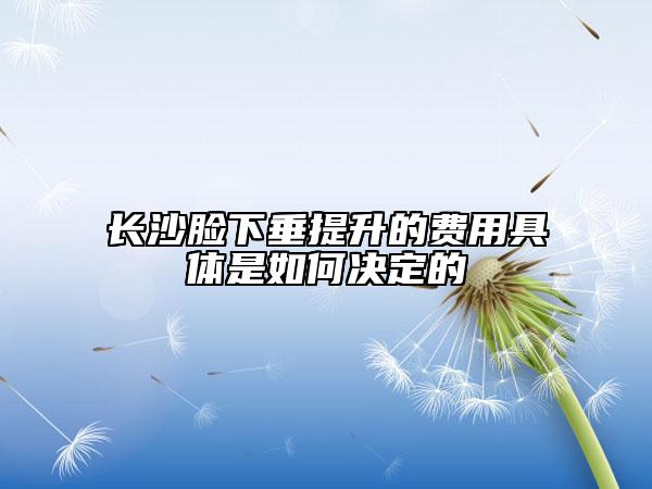 長沙臉下垂提升的費用具體是如何決定的