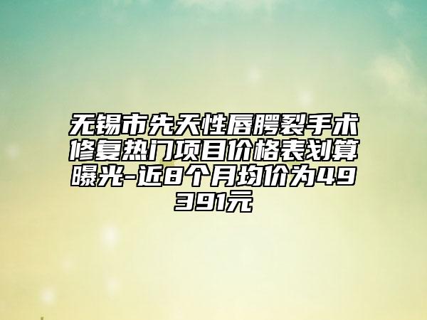 無錫市先天性唇腭裂手術(shù)修復(fù)熱門項(xiàng)目價(jià)格表劃算曝光-近8個(gè)月均價(jià)為49391元