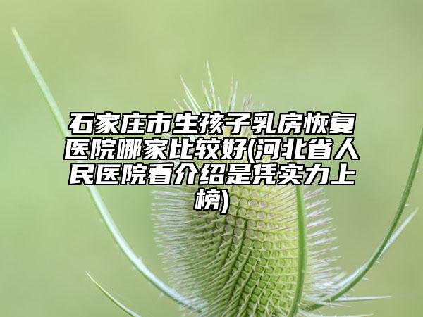 石家莊市生孩子乳房恢復(fù)醫(yī)院哪家比較好(河北省人民醫(yī)院看介紹是憑實(shí)力上榜)