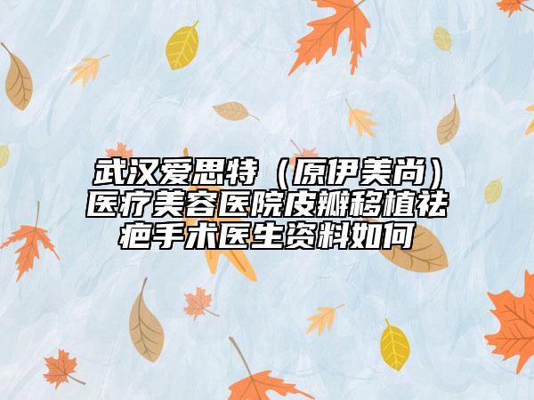 武漢愛(ài)思特（原伊美尚）醫(yī)療美容醫(yī)院皮瓣移植祛疤手術(shù)醫(yī)生資料如何
