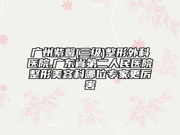 廣州紫馨(三級)整形外科醫(yī)院,廣東省第二人民醫(yī)院整形美容科哪位專家更厲害