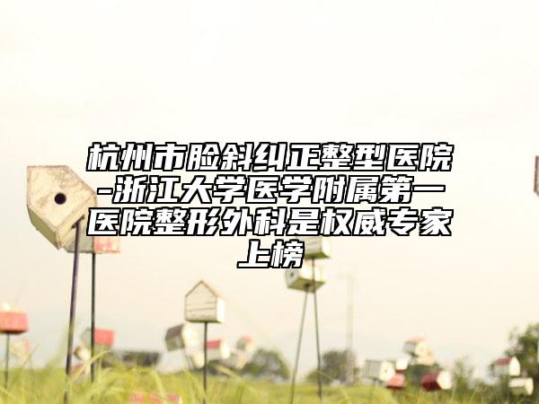杭州市臉斜糾正整型醫(yī)院-浙江大學(xué)醫(yī)學(xué)附屬第一醫(yī)院整形外科是權(quán)威專家上榜