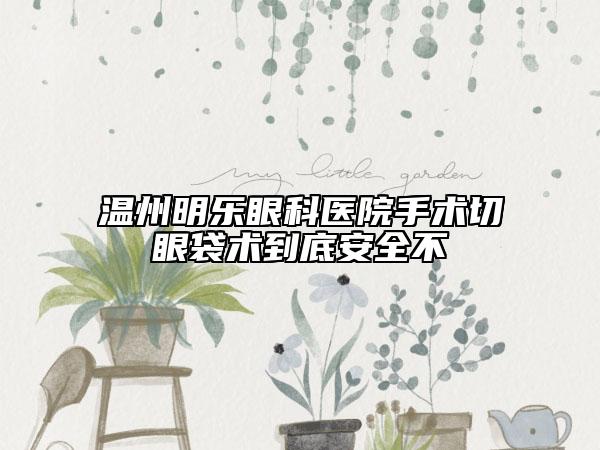 溫州明樂眼科醫(yī)院手術切眼袋術到底安全不