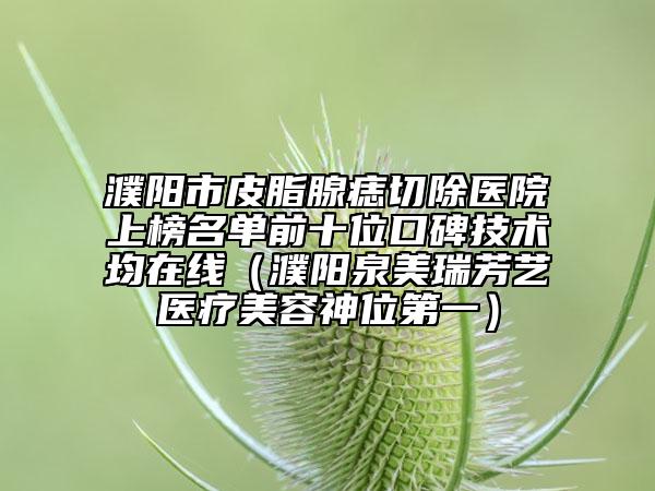 濮陽市皮脂腺痣切除醫(yī)院上榜名單前十位口碑技術均在線（濮陽泉美瑞芳藝醫(yī)療美容神位第一）