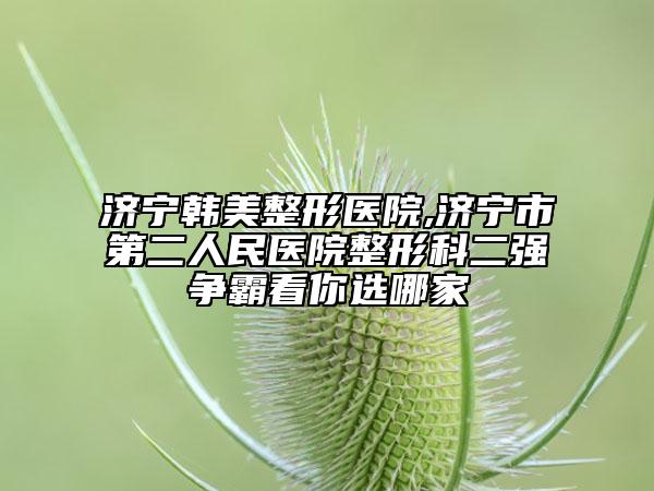 濟寧韓美整形醫(yī)院,濟寧市第二人民醫(yī)院整形科二強爭霸看你選哪家