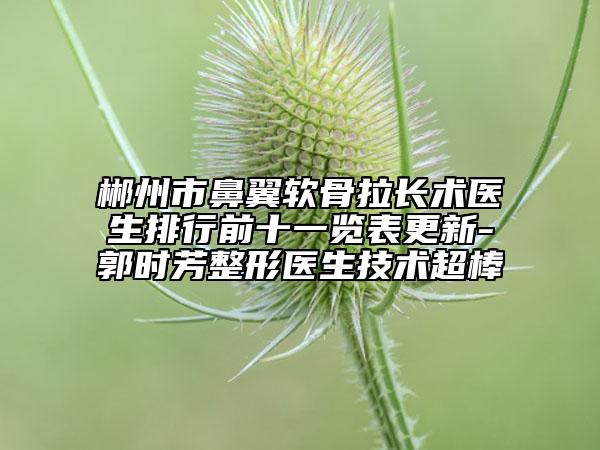郴州市鼻翼軟骨拉長術(shù)醫(yī)生排行前十一覽表更新-郭時芳整形醫(yī)生技術(shù)超棒