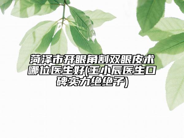 菏澤市開眼角割雙眼皮術(shù)哪位醫(yī)生好(王小辰醫(yī)生口碑實力絕絕子)