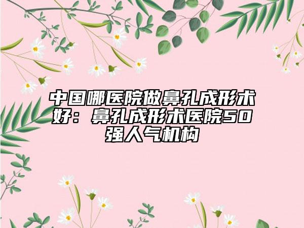 中國哪醫(yī)院做鼻孔成形術(shù)好：鼻孔成形術(shù)醫(yī)院50強(qiáng)人氣機(jī)構(gòu)