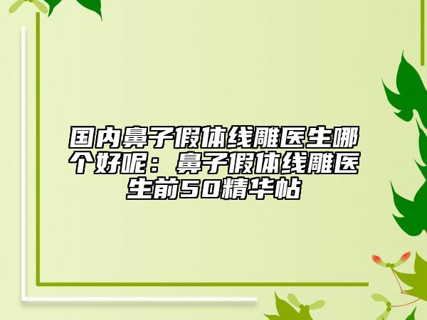 國(guó)內(nèi)鼻子假體線雕醫(yī)生哪個(gè)好呢：鼻子假體線雕醫(yī)生前50精華帖