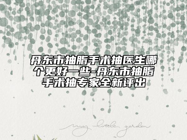 丹東市抽脂手術抽醫(yī)生哪個更好一些-丹東市抽脂手術抽專家全新評出