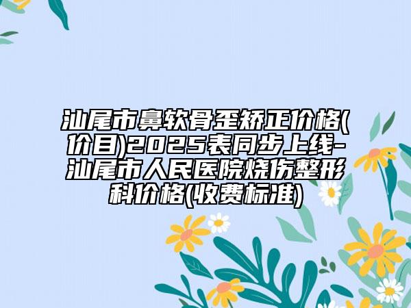 汕尾市鼻軟骨歪矯正價(jià)格(價(jià)目)2025表同步上線-汕尾市人民醫(yī)院燒傷整形科價(jià)格(收費(fèi)標(biāo)準(zhǔn))
