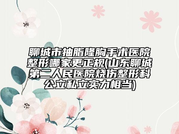 聊城市抽脂隆胸手術(shù)醫(yī)院整形哪家更正規(guī)(山東聊城第二人民醫(yī)院燒傷整形科公立私立實(shí)力相當(dāng))