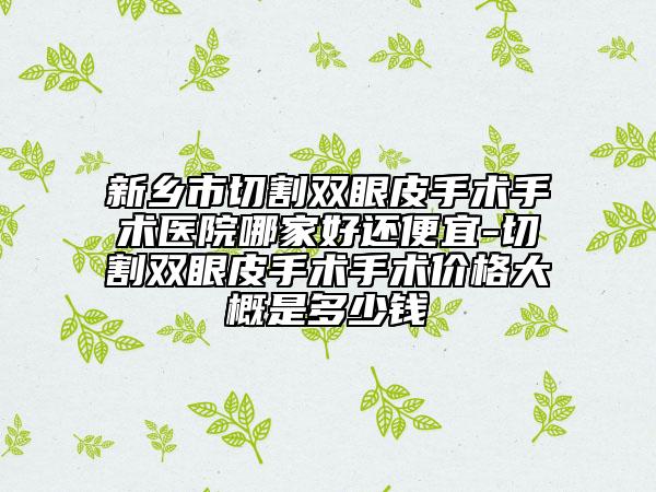 新鄉(xiāng)市切割雙眼皮手術(shù)手術(shù)醫(yī)院哪家好還便宜-切割雙眼皮手術(shù)手術(shù)價(jià)格大概是多少錢(qián)