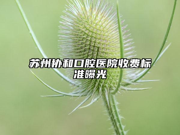 蘇州協(xié)和口腔醫(yī)院收費標準曝光