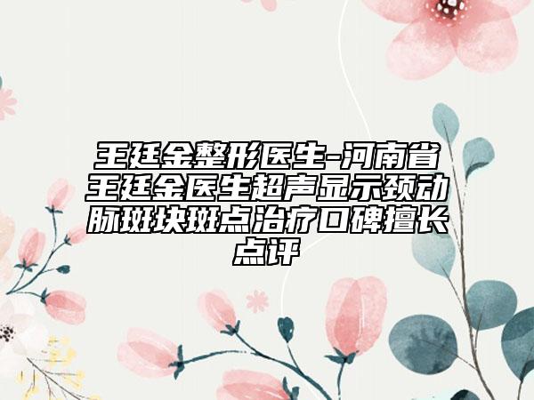 王廷金整形醫(yī)生-河南省王廷金醫(yī)生超聲顯示頸動脈斑塊斑點(diǎn)治療口碑擅長點(diǎn)評