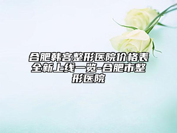 合肥韓宮整形醫(yī)院價(jià)格表全新上線一覽-合肥市整形醫(yī)院